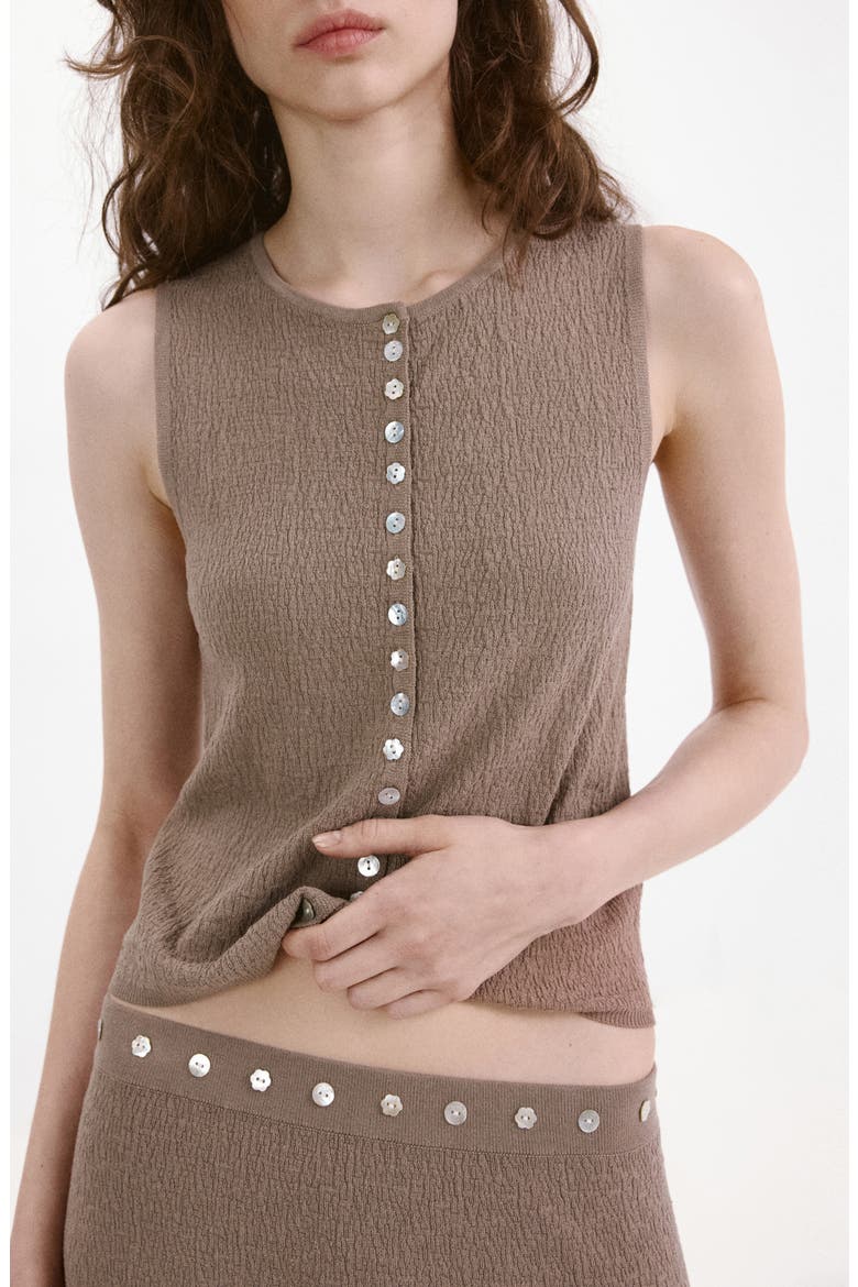 Contrast Button-Up Tank, Main, color, MEDIUM BROWN