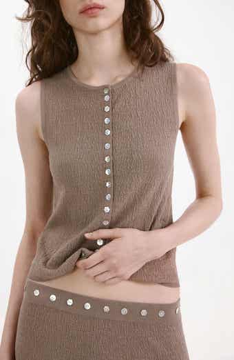 Contrast Button-Up Tank