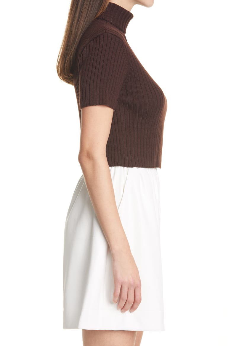 Lilou Crop Wool Blend Turtleneck Top, Alternate, color, BARK