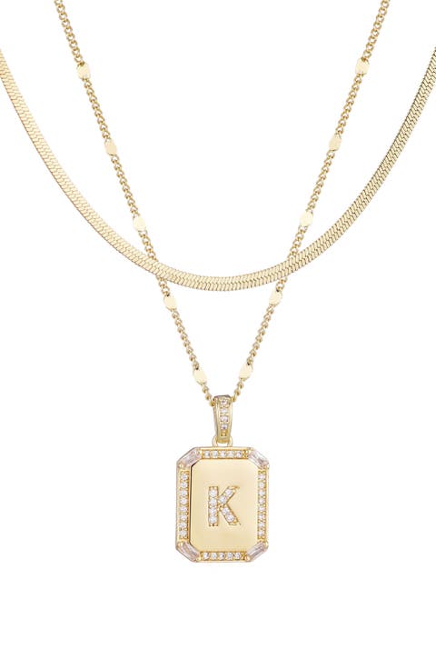 Initial Tag Pendant Necklace