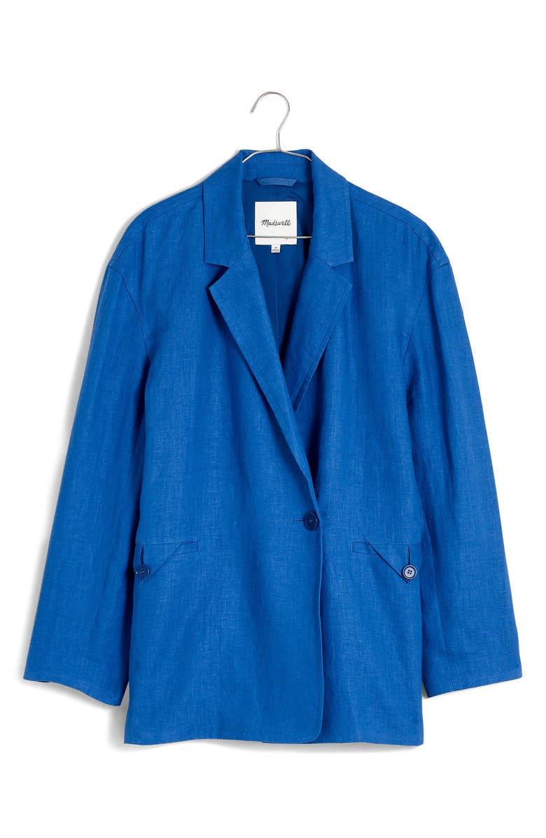 Madewell Double Breasted Crossover Linen Blazer, Main, color,