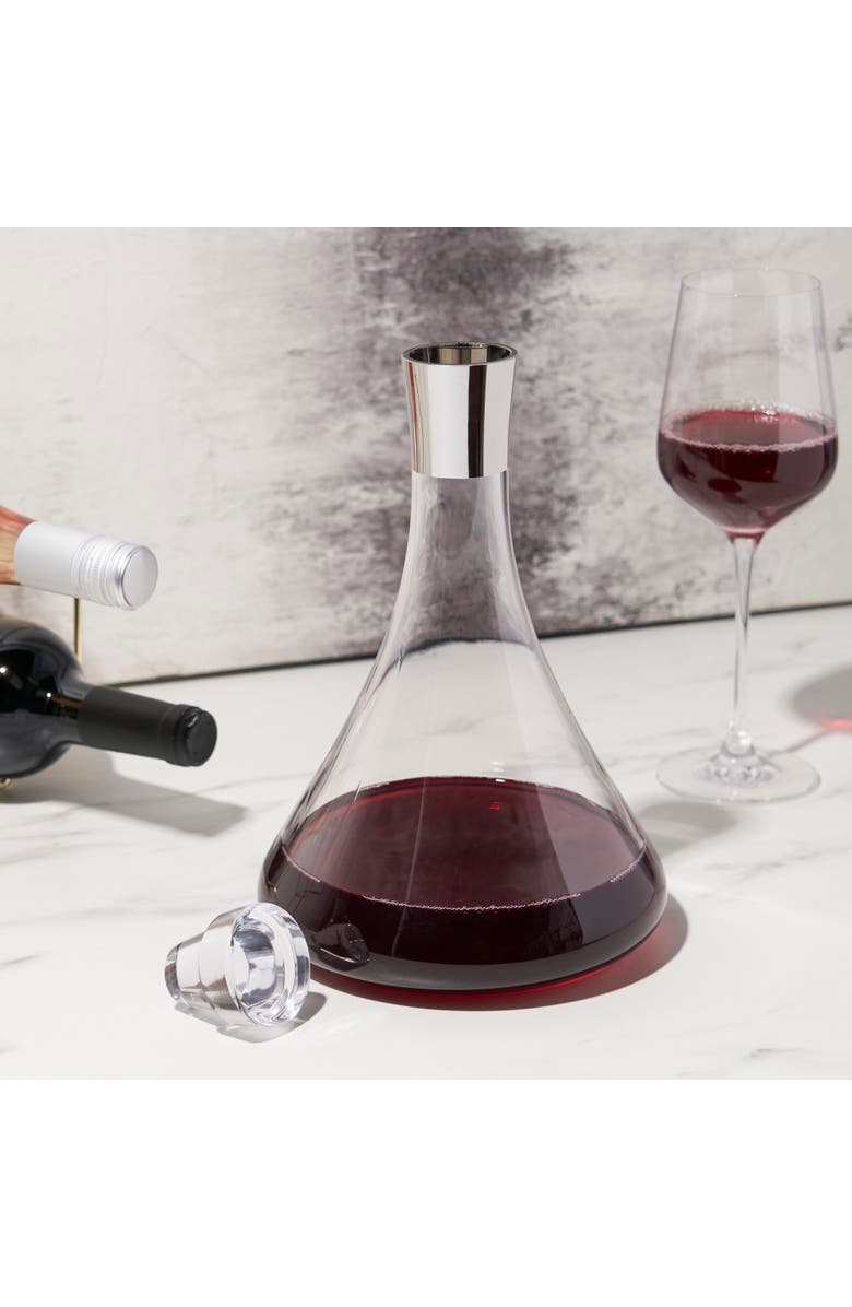 Viski Irving Crystal Decanter with Chrome Rim, Alternate, color, Clear