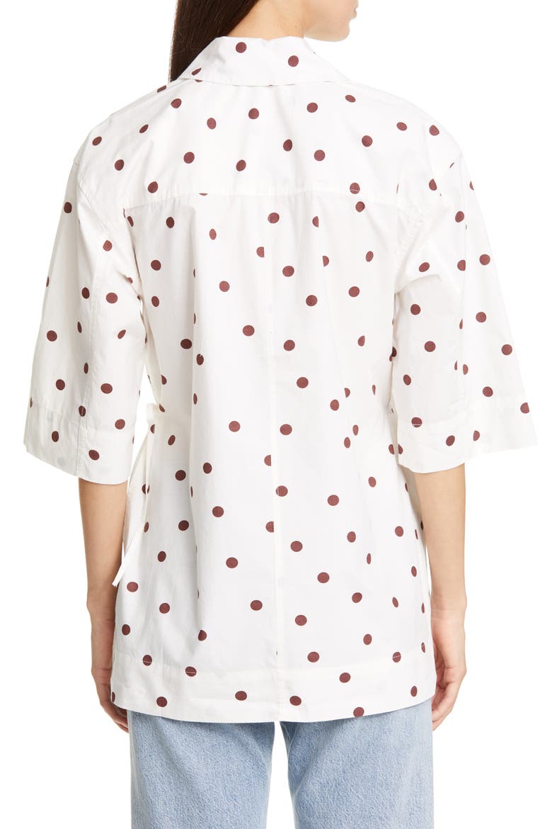 Dot Print Oversize Wrap Shirt, Alternate, color, EGRET