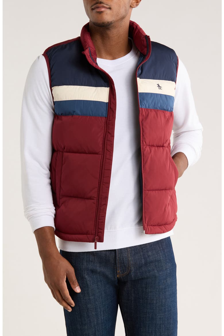 Colorblock Puffer Vest, Main, color, CABERNET