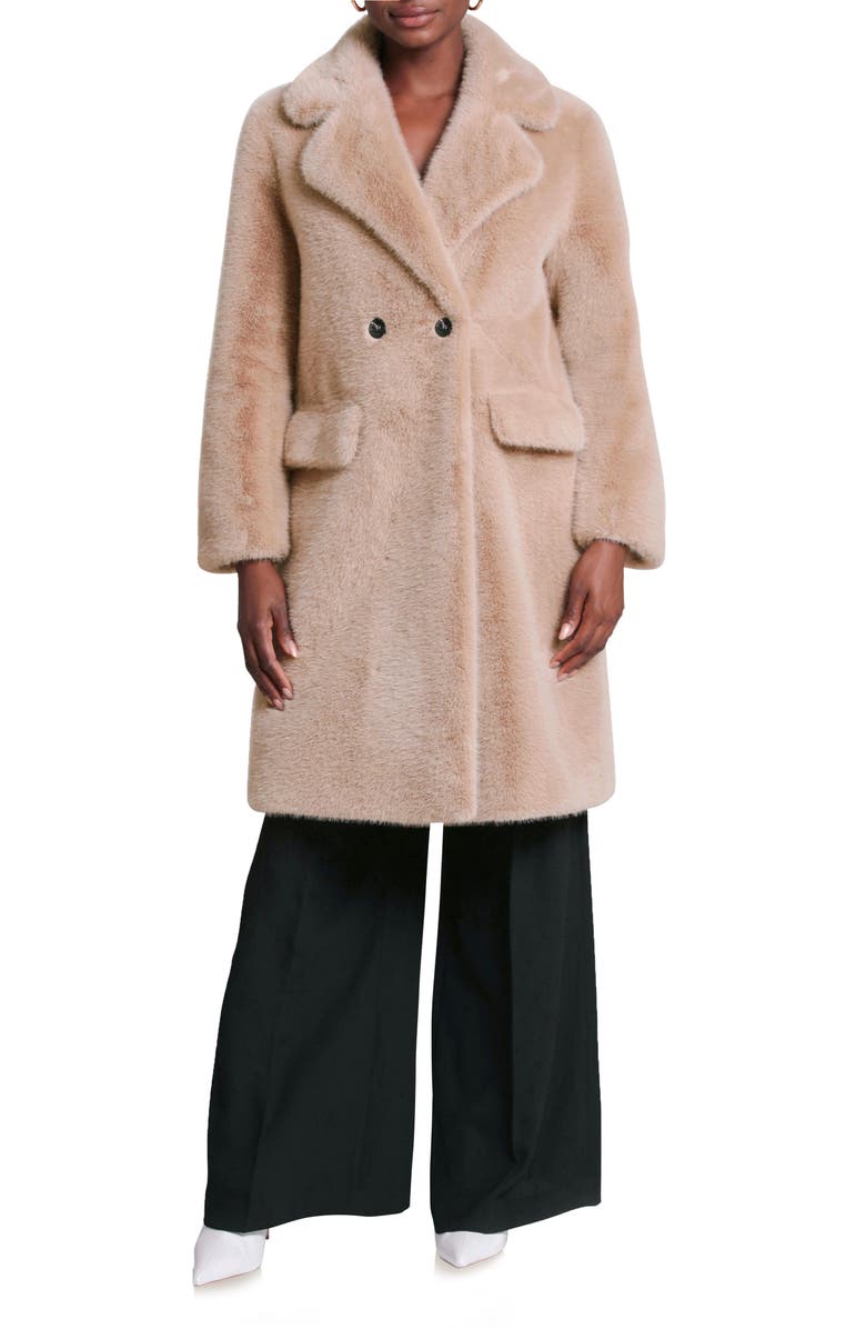 Avec Les Filles Relaxed Fit Longline Double Breasted Faux Mink Coat, Alternate, color,