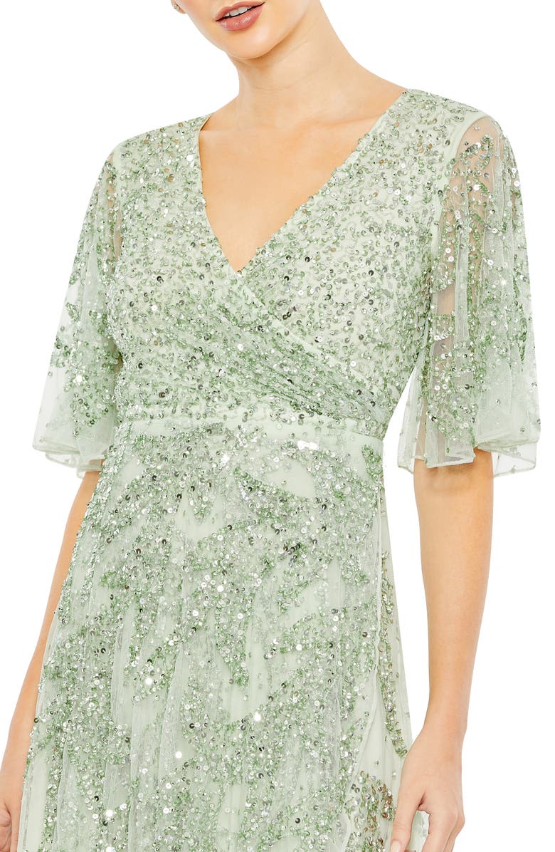 Mac Duggal Sequin High-Low Chiffon Gown, Alternate, color,