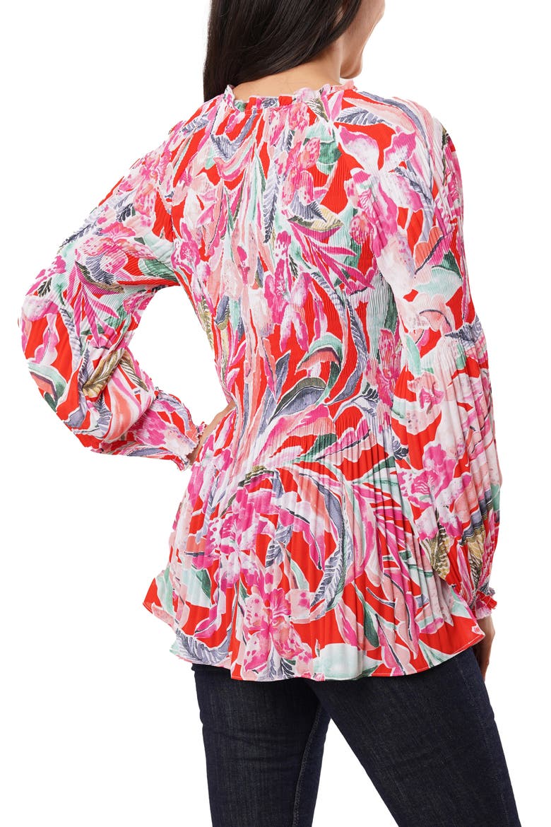 Pleated Ruffle V-Neck Top, Alternate, color, MAGDELENA