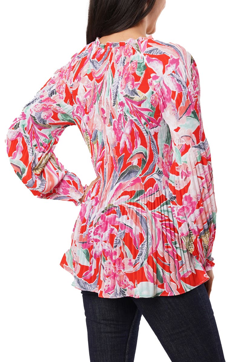 SUNNY LEIGH Pleated Ruffle V-Neck Top, Alternate, color, Magdelena