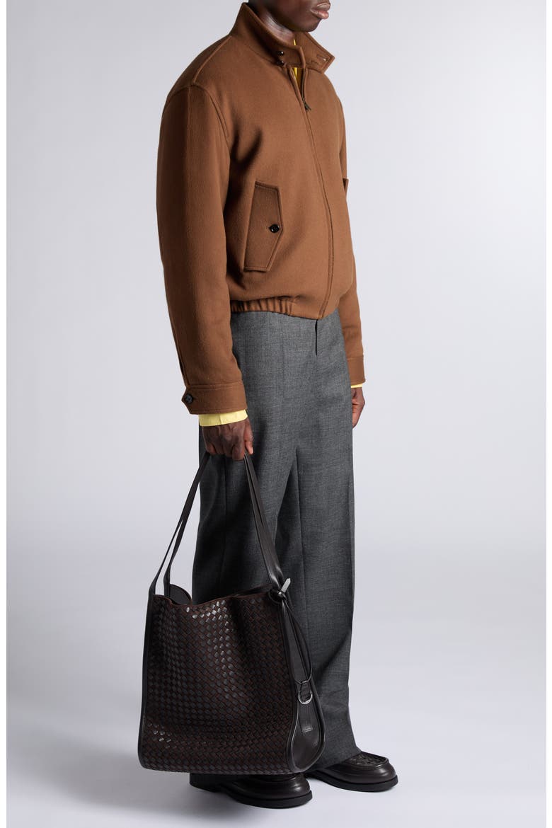 Brushed Wool & Cashmere Blouson Jacket, Alternate, color, 2201 SEPIA BROWN