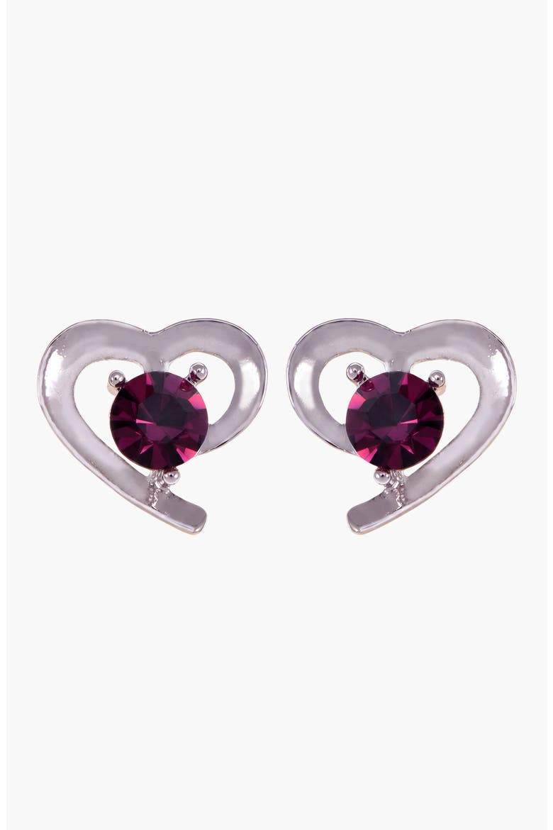 Heart Shaped Elegant Gem Accent Stud Earrings, Main, color, Purple
