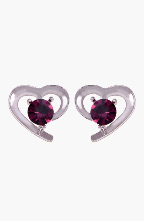 Heart Shaped Elegant Gem Accent Stud Earrings