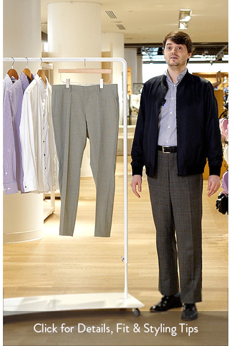 Genius Slim Fit Microcheck Flat Front Stretch Dress Pants video