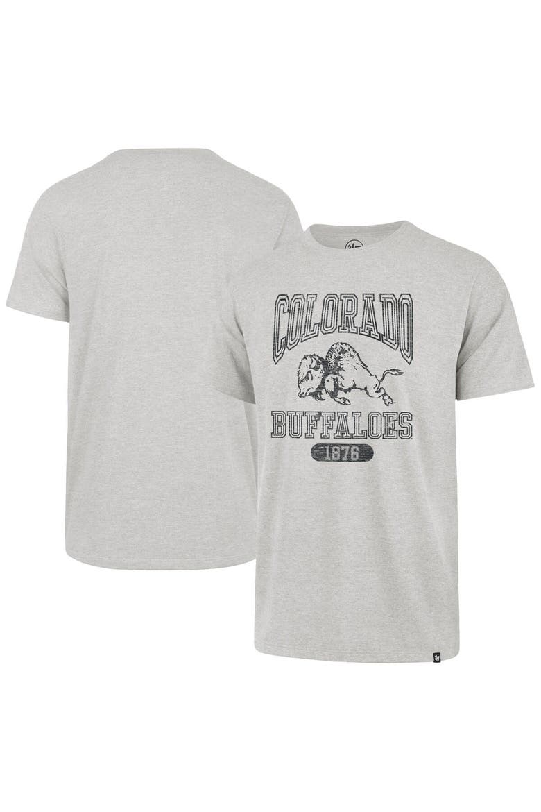 Men's '47  Heather Gray Colorado Buffaloes 1876 Line Press Franklin T-Shirt, Main, color, Heather Gray