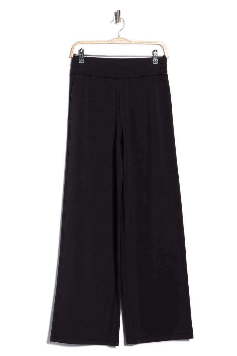Whisper Knit High Waist Wide Leg Pants, Alternate, color, BLACK