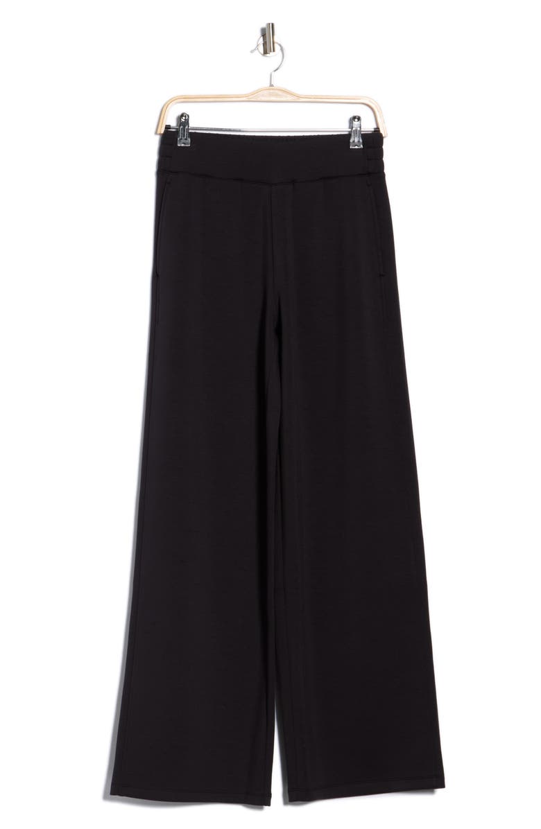 Z by Zella Whisper Knit High Waist Wide Leg Pants, Alternate, color, Black