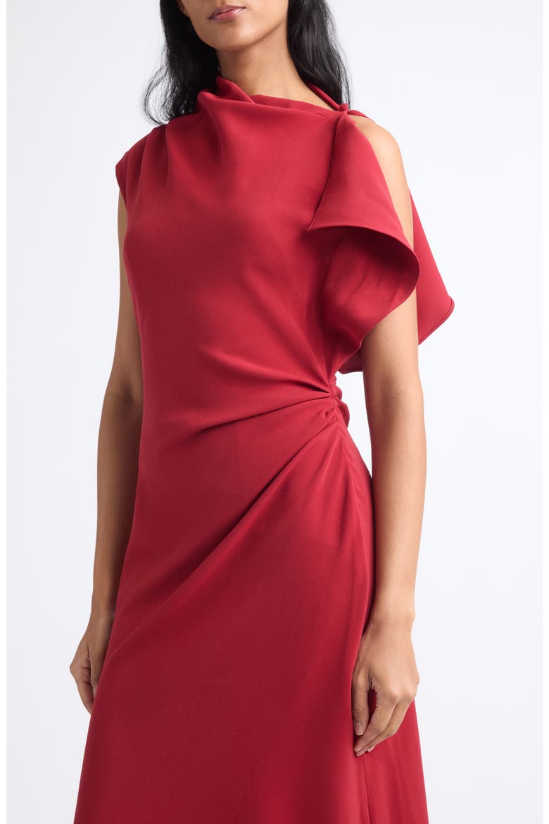 Brett Funnel Neck Drape Midi Dress, Alternate, color, CARDINAL RED