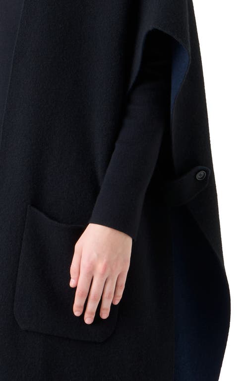 Akris Bicolor Cashmere Double-face Knit Cape In Black