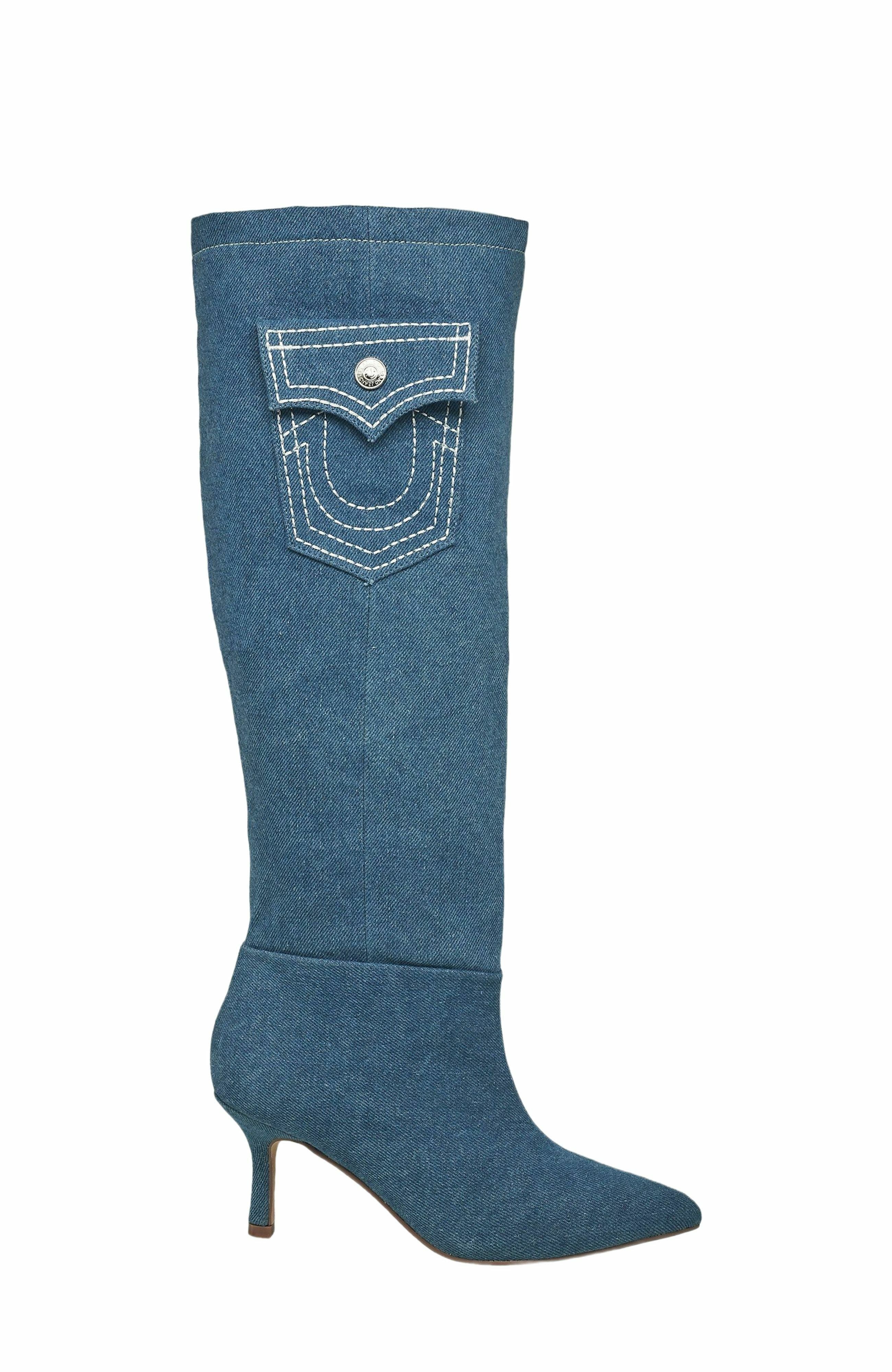 True Religion Tall Denim Boot, Alternate, color, Light Denim