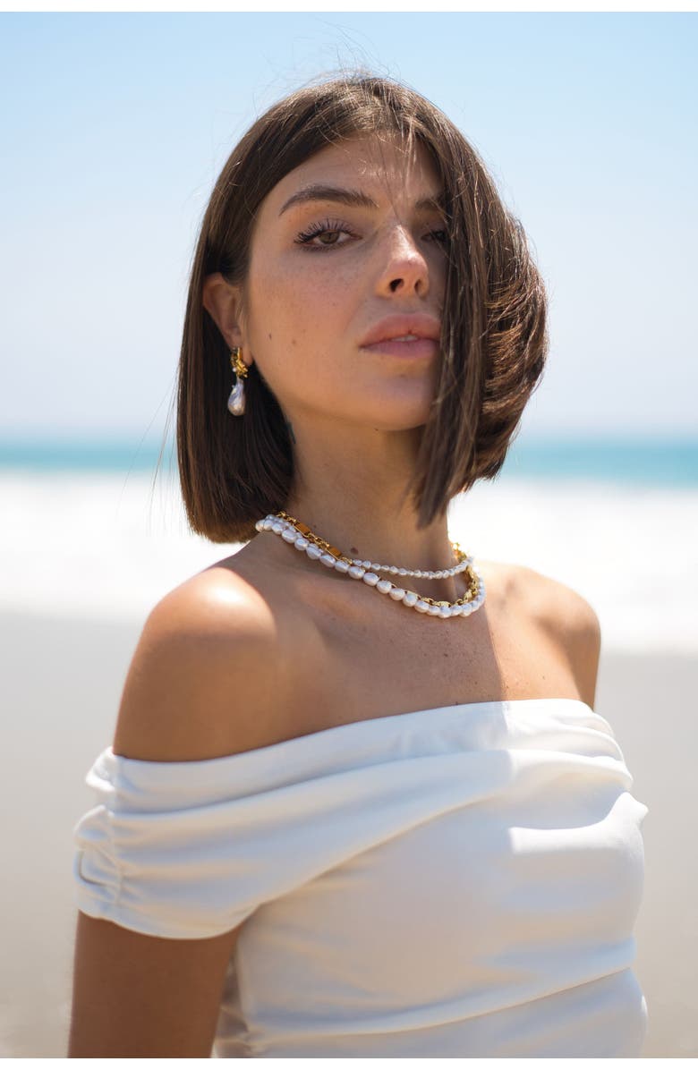 Classicharms Mia Layered Luxe Freshwater Pearl Necklace, Alternate, color, Gold