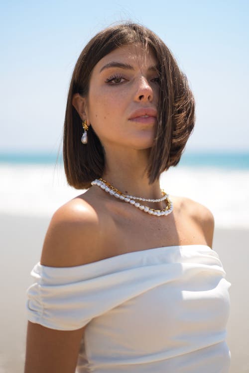 Classicharms Mia Layered Luxe Freshwater Pearl Necklace In Gold