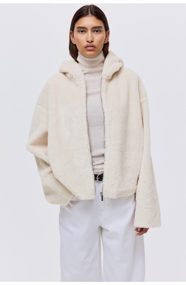 H&M Zip-through Hoodie, Alternate, color, Cream