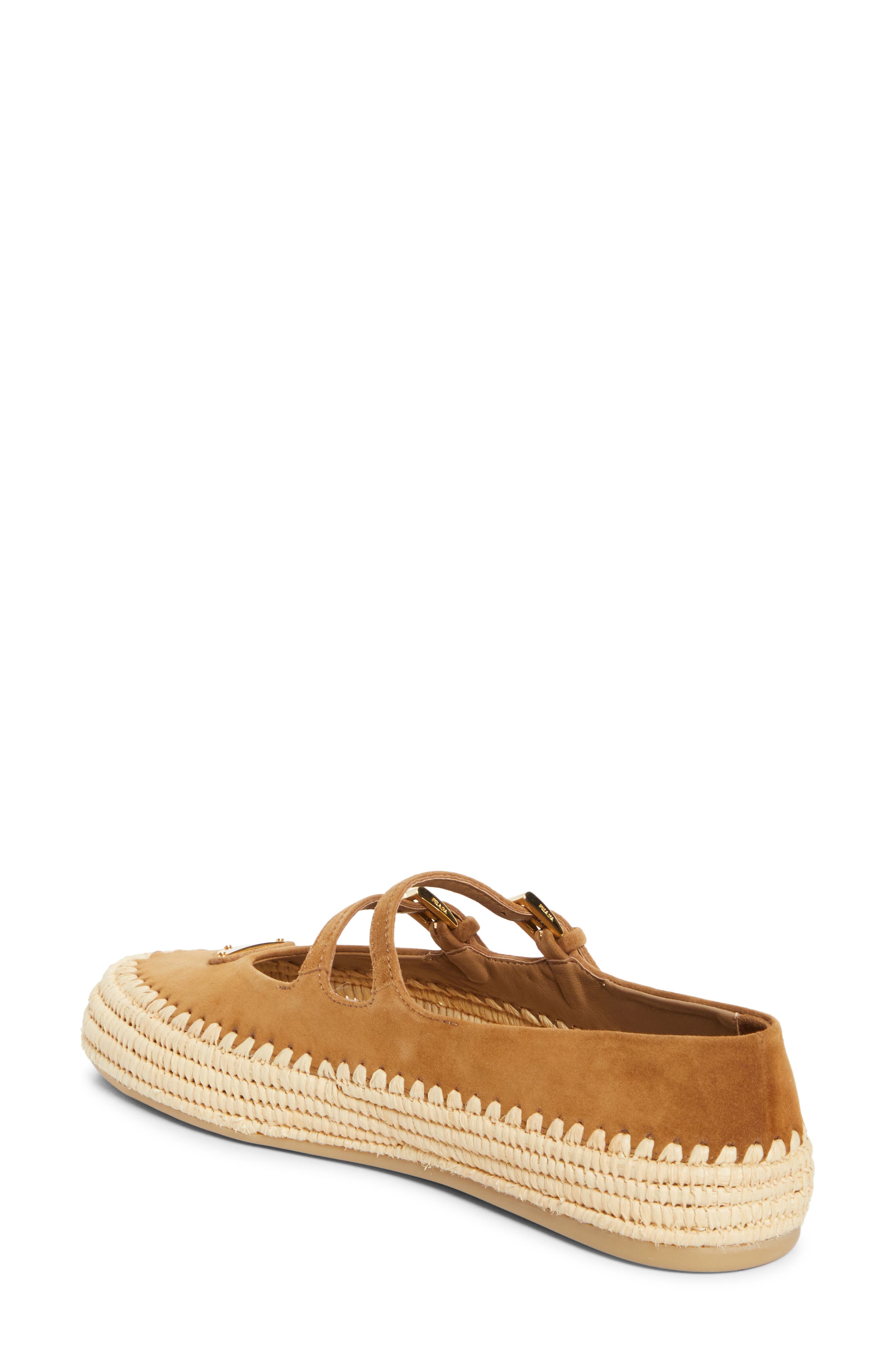 Prada Raffia Double Strap Mary Jane Flat, Alternate, color, 