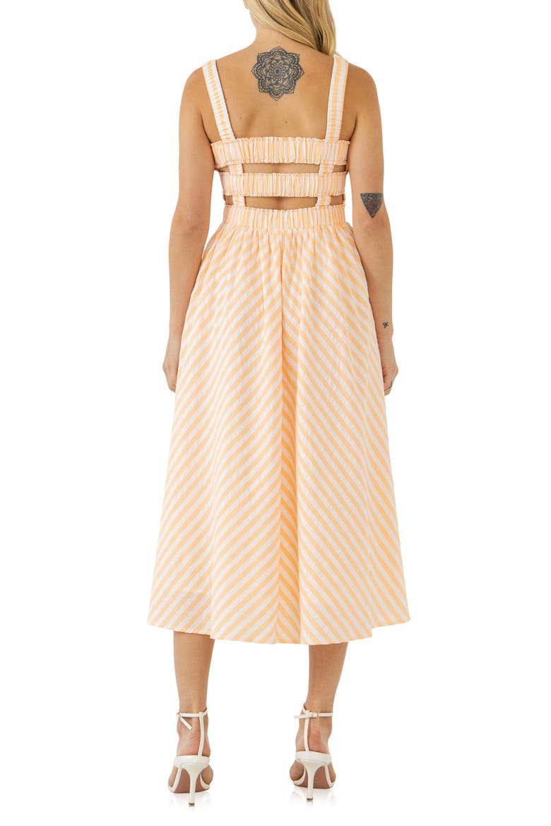 Stripe Smocked Midi Sundress, Alternate, color, WHITE/CORAL