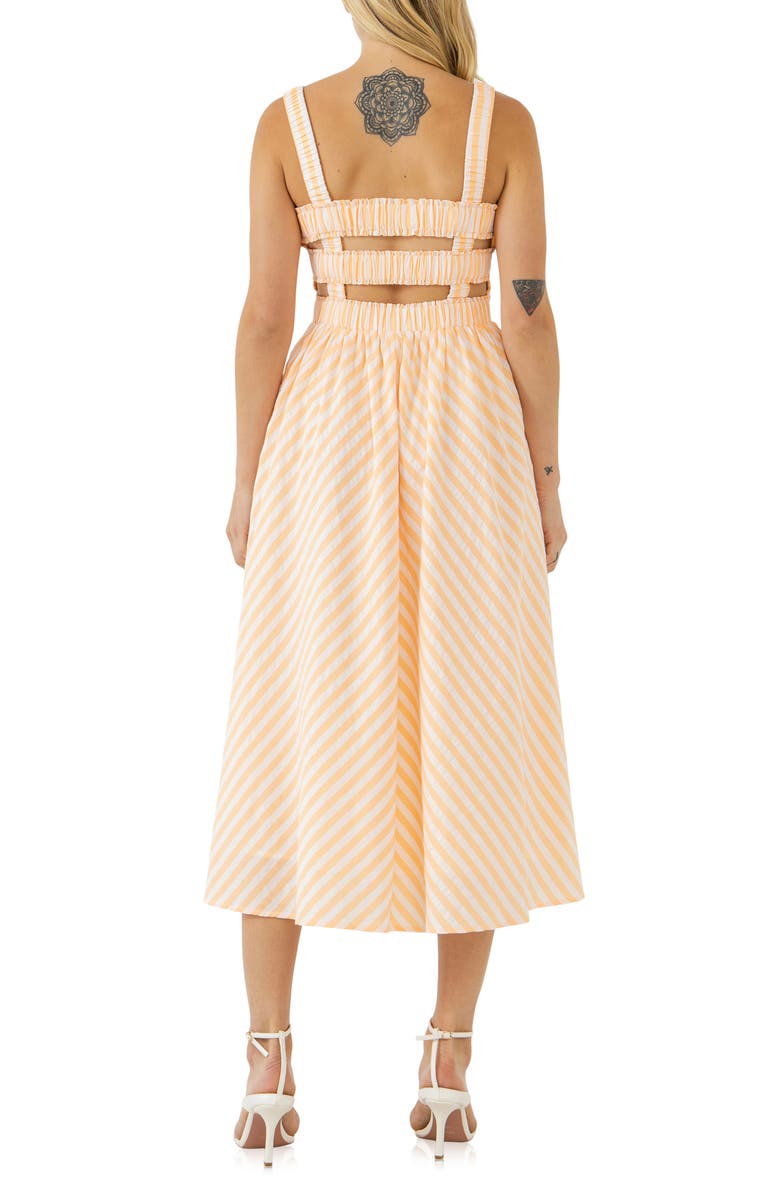 English Factory Stripe Smocked Midi Sundress, Alternate, color, White/ Coral