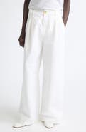 Jil Sander Pleated Cotton Drill Wide Leg Pants