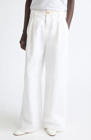 Jil Sander Pleated Cotton Drill Wide Leg Pants