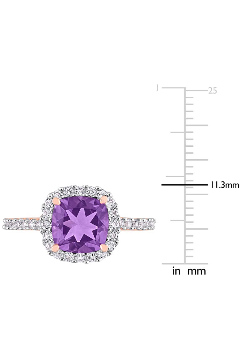 Gemstones Cushion Halo Ring, Alternate, color, Amethyst/Rose-Plated