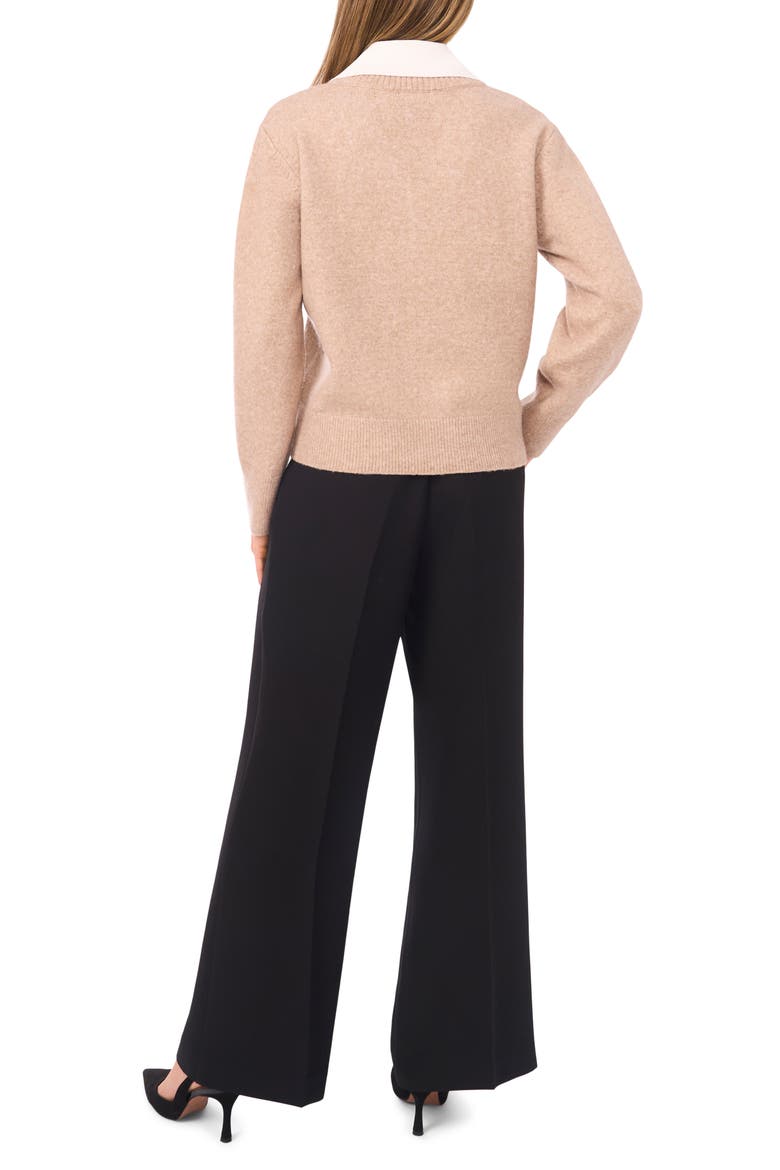 Contrast Collar Twofer Sweater, Alternate, color, SIMPLY TAUPE