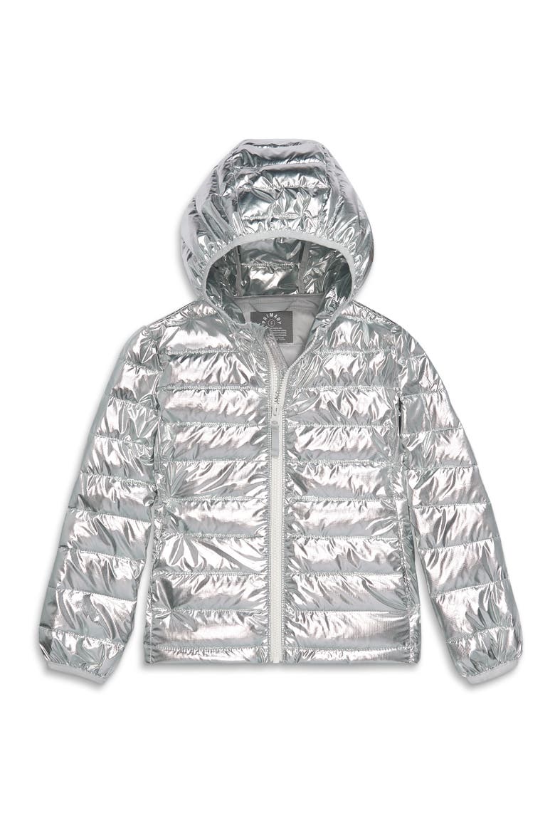 Kids' Lightweight Water Repellent Metallic Puffer Jacket, Main, color, SILVER