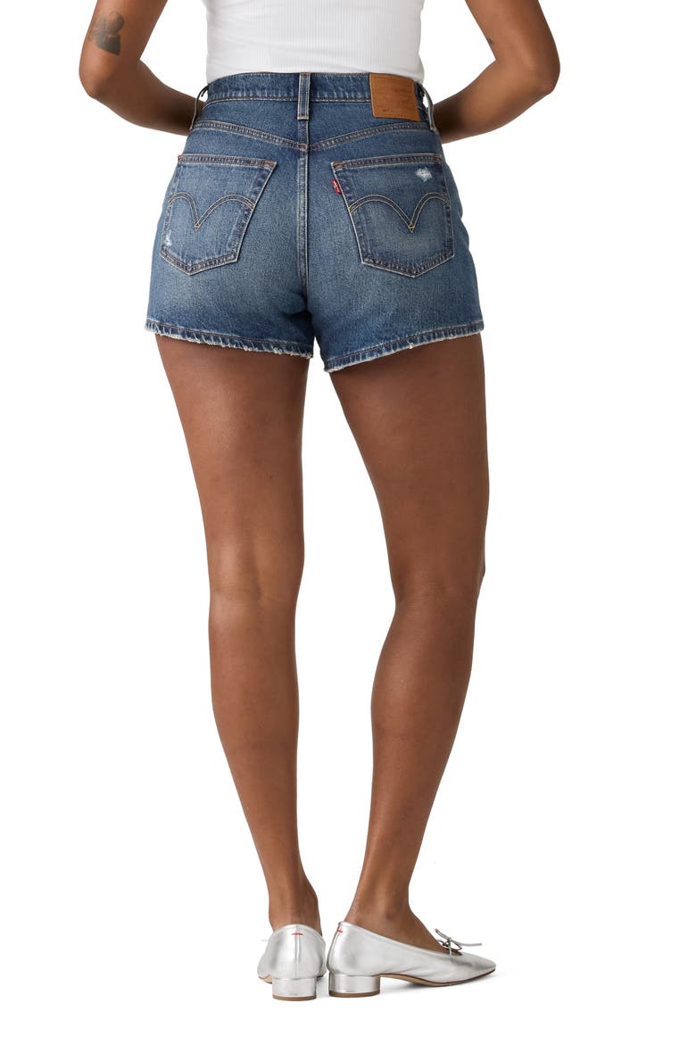501® Curve Ripped Mid Rise Denim Shorts, Alternate, color, HAPPY VIBES CURVE