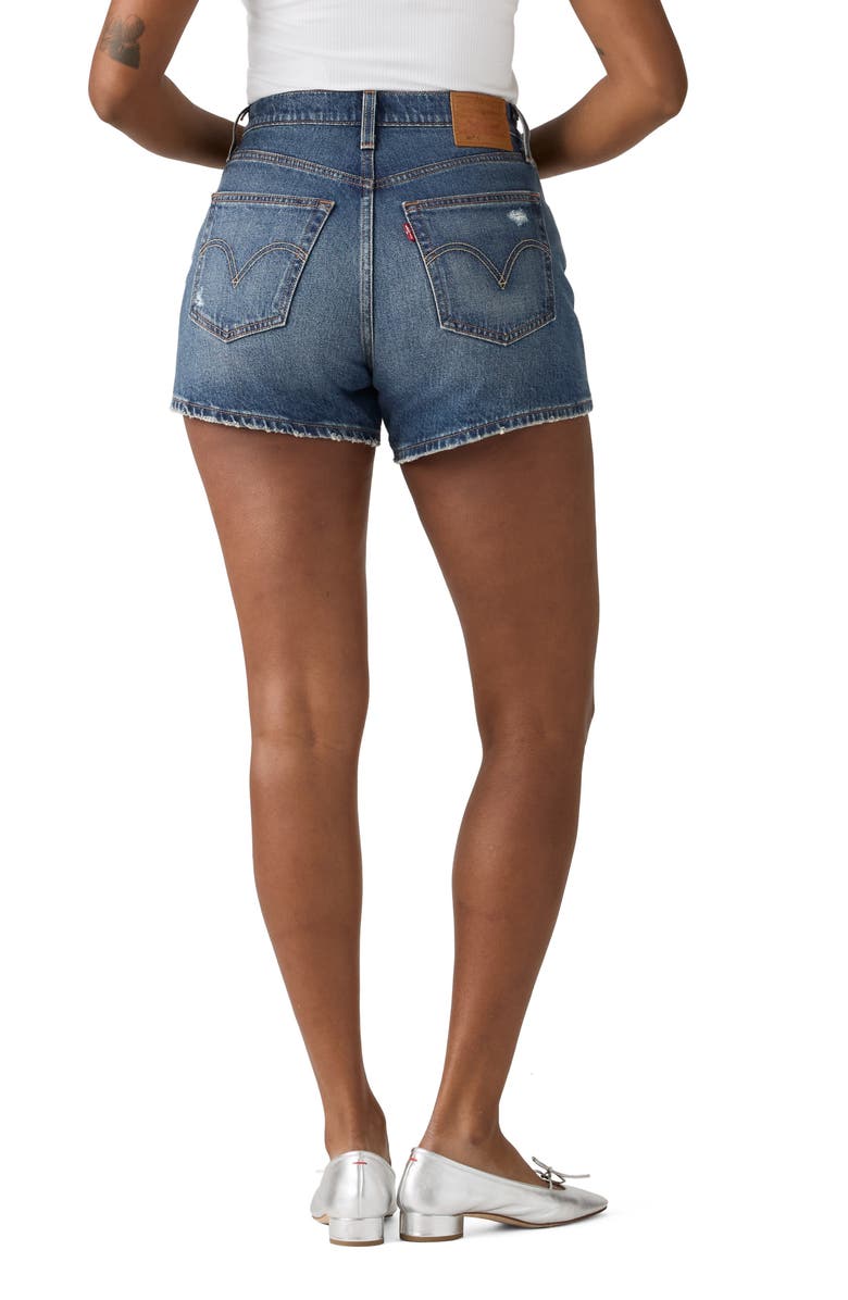 Levi's 501<sup>®</sup> Curve Ripped Mid Rise Denim Shorts, Alternate, color, Happy Vibes Curve
