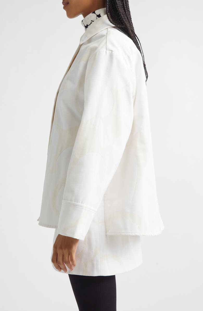 Marimekko Ladonta Unikko Jacquard Oversize Faille Shirt Jacket, Alternate, color, White Light Grey