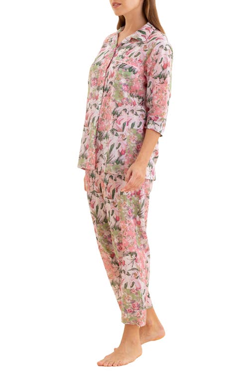 Shop Papinelle Palisades Cotton Voile Crop Pajamas In Strawberry Ice