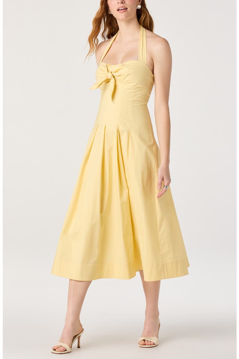 Janae Halter Midi Dress, Alternate, color, BUTTER YELLOW
