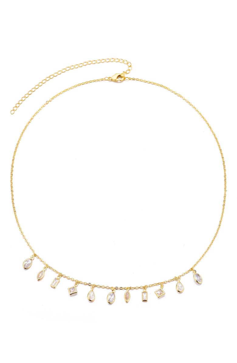 Adornia Mixed Crystal Shaker Necklace, Alternate, color, Gold