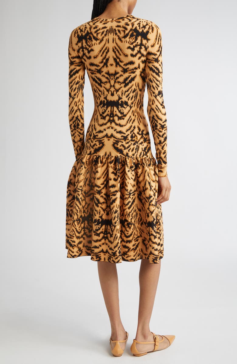 Ulla Johnson Camryn Long Sleeve Metallic Tiger Jacquard Dress, Alternate, color, Bengal