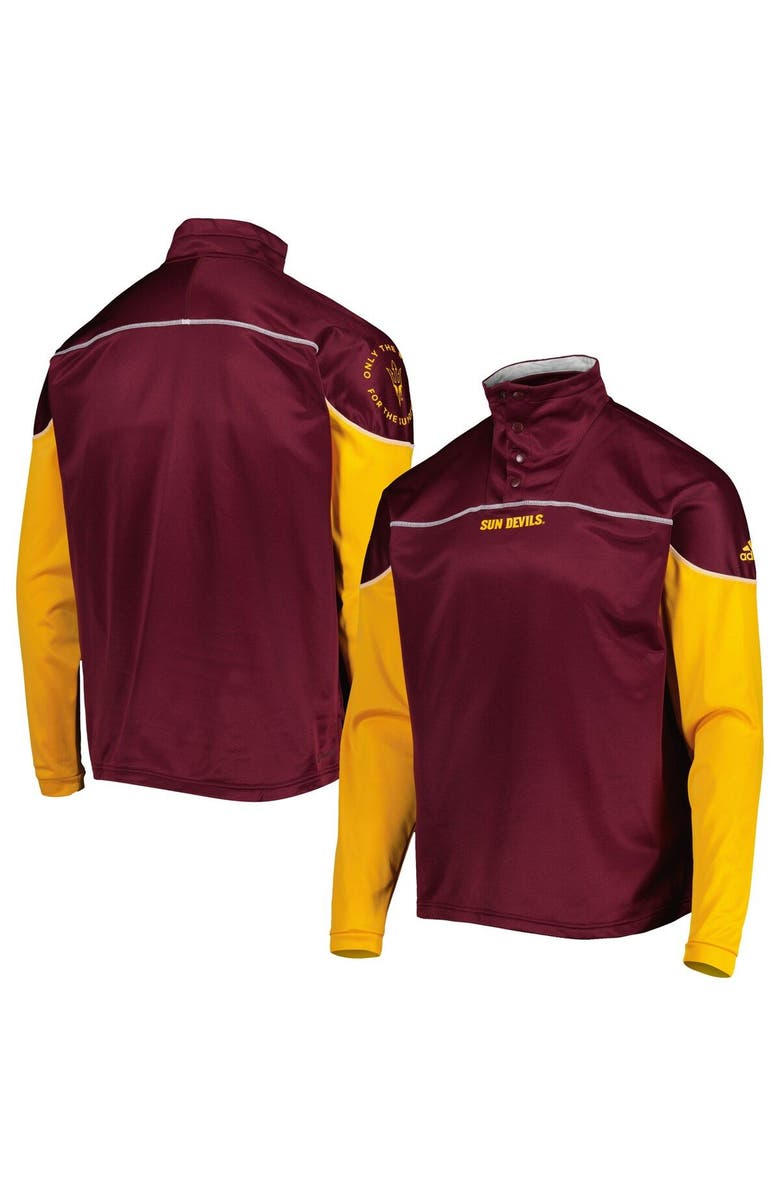 adidas Men's adidas Maroon Arizona State Sun Devils AEROREADY Knit Quarter-Snap Jacket, Main, color, Maroon