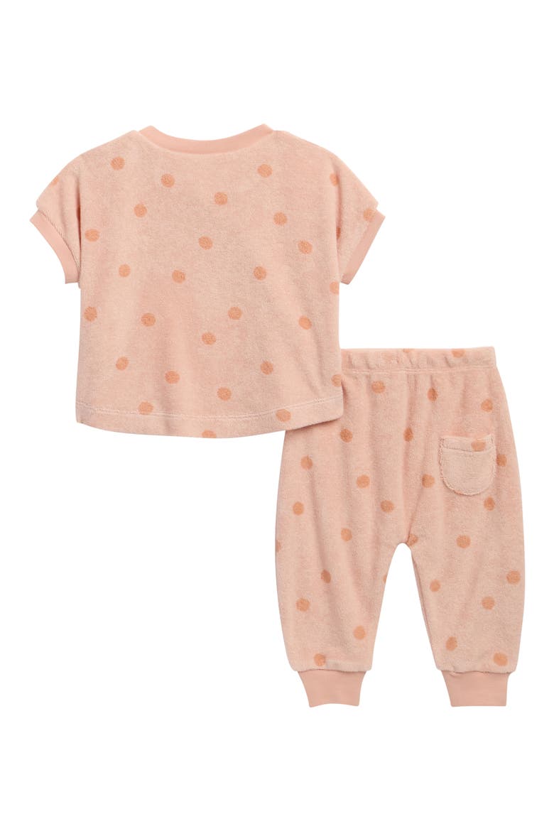 Kids' Polka Dot Terry T-Shirt & Pants Set, Alternate, color, MELON
