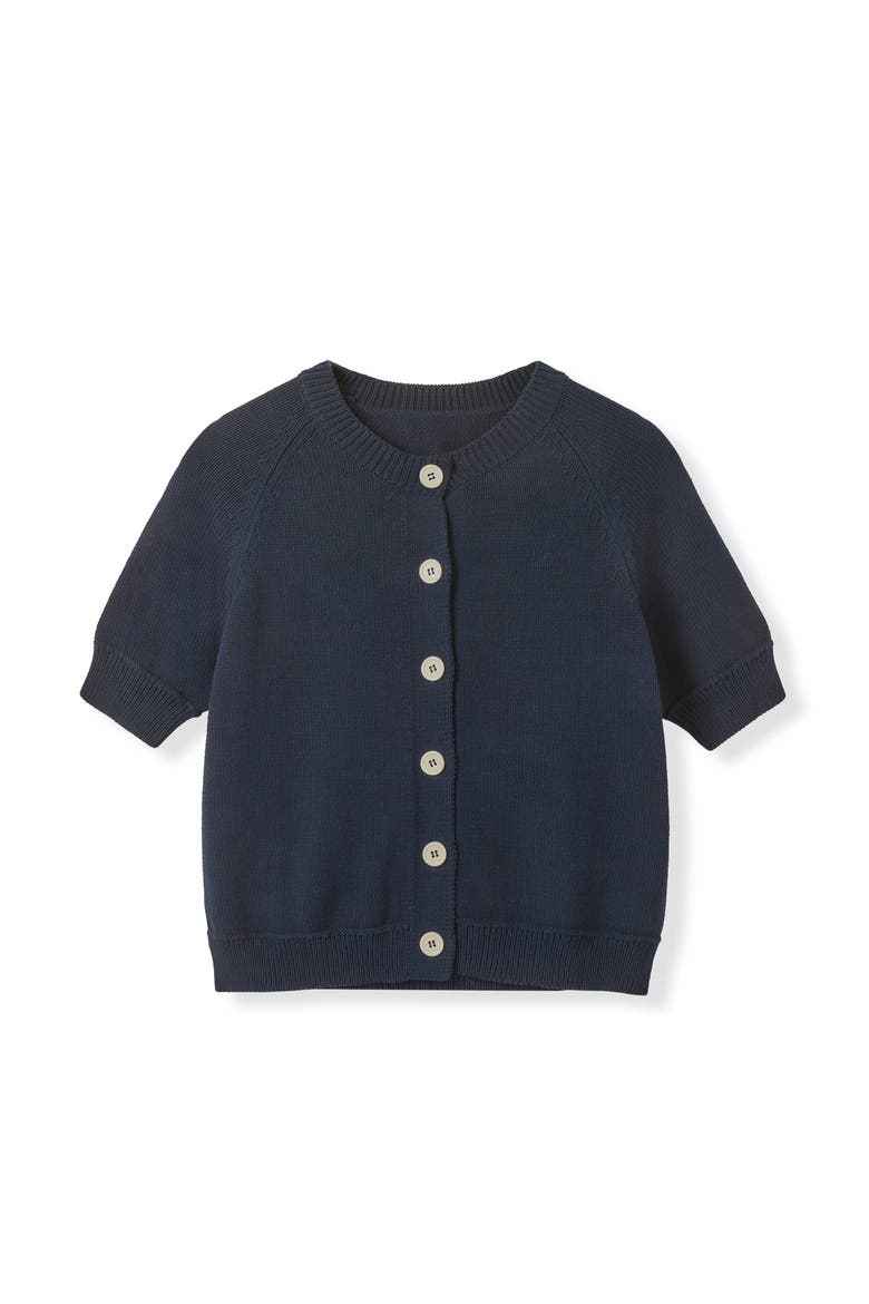 Short Sleeve Knitted Cardigan, Alternate, color, Navy