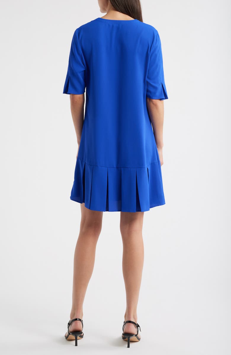 Ming Wang A Line Pleated Dress, Alternate, color, Sapphire Sea