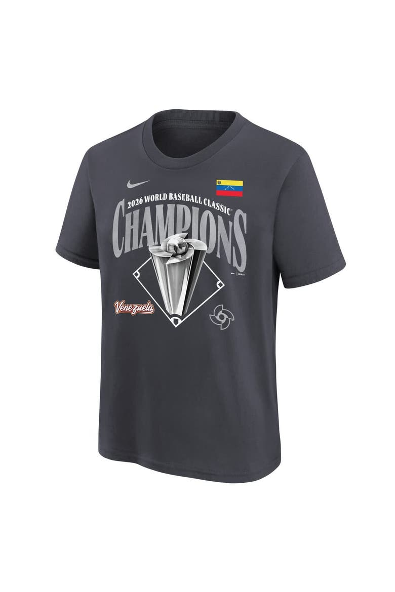 Youth Nike  Anthracite Venezuela Baseball 2026 World Baseball Classic Champions Locker Room T-Shirt, Alternate, color, Anthracite
