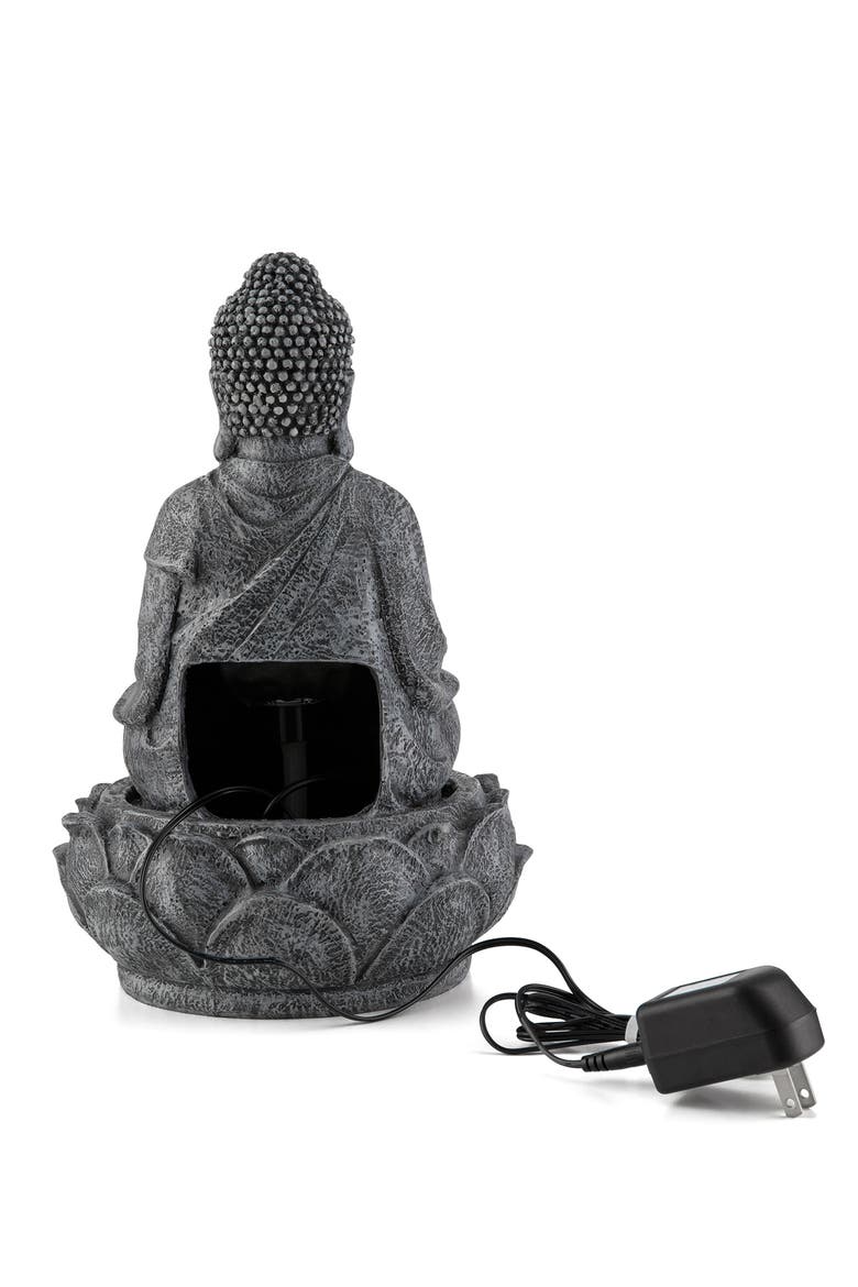 Zen-Style Polyresin Table Fountain with Pump and LED Light, Alternate, color, Grey