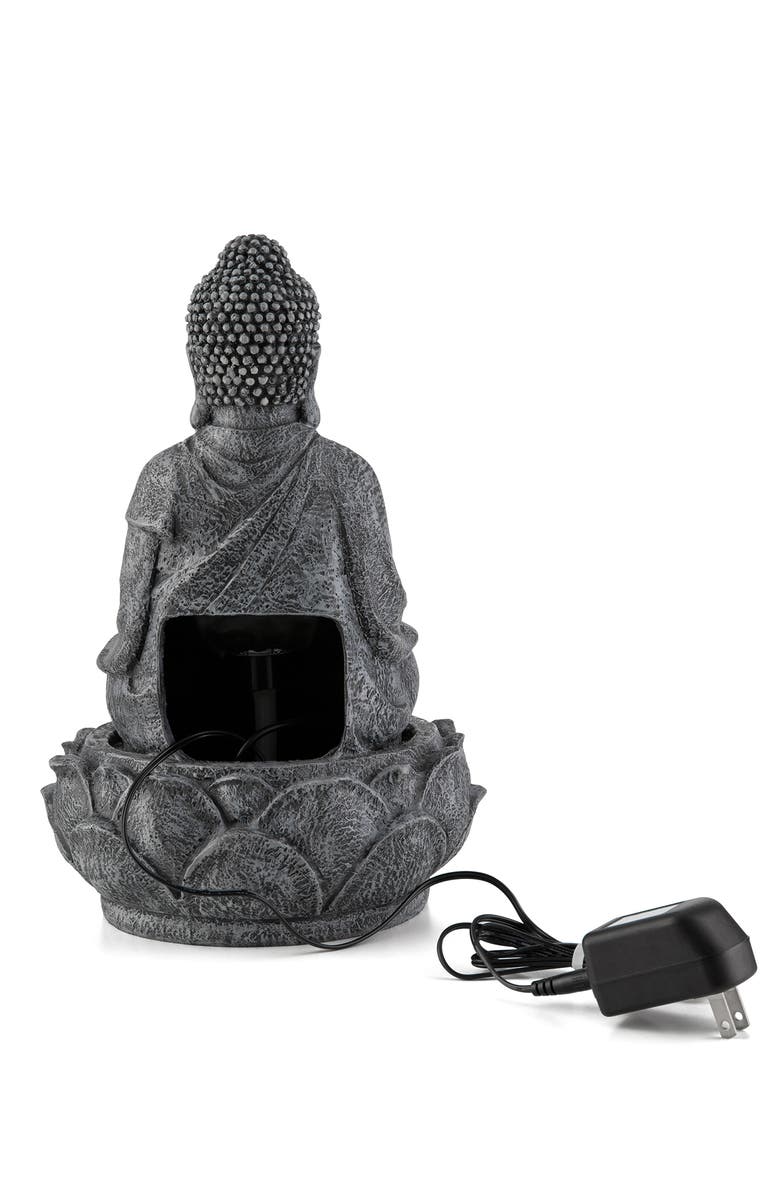 Glitzhome Zen-Style Polyresin Table Fountain with Pump and LED Light, Alternate, color, Grey