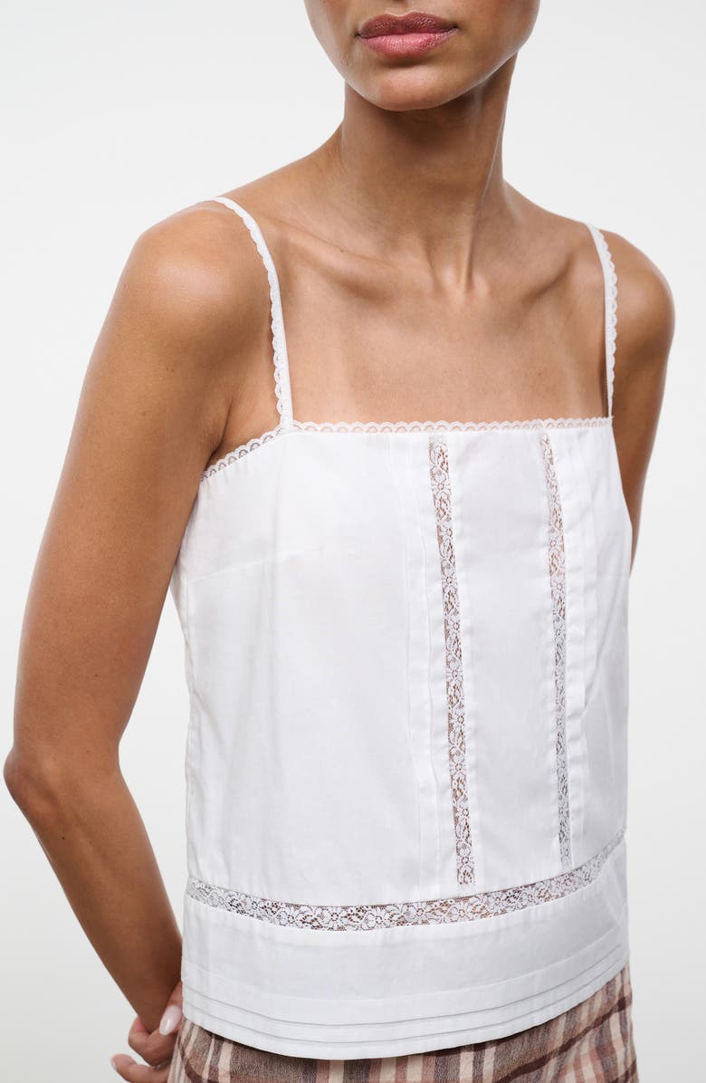 STAUD Corinna Lace Detail Cotton Top, Alternate, color, Ivory