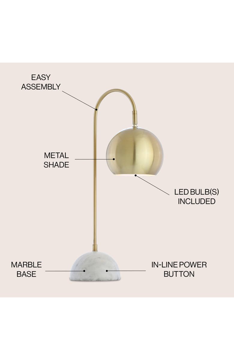JONATHAN Y Stephen Metal/Marble LED Table Lamp, Alternate, color, Brass Gold/White