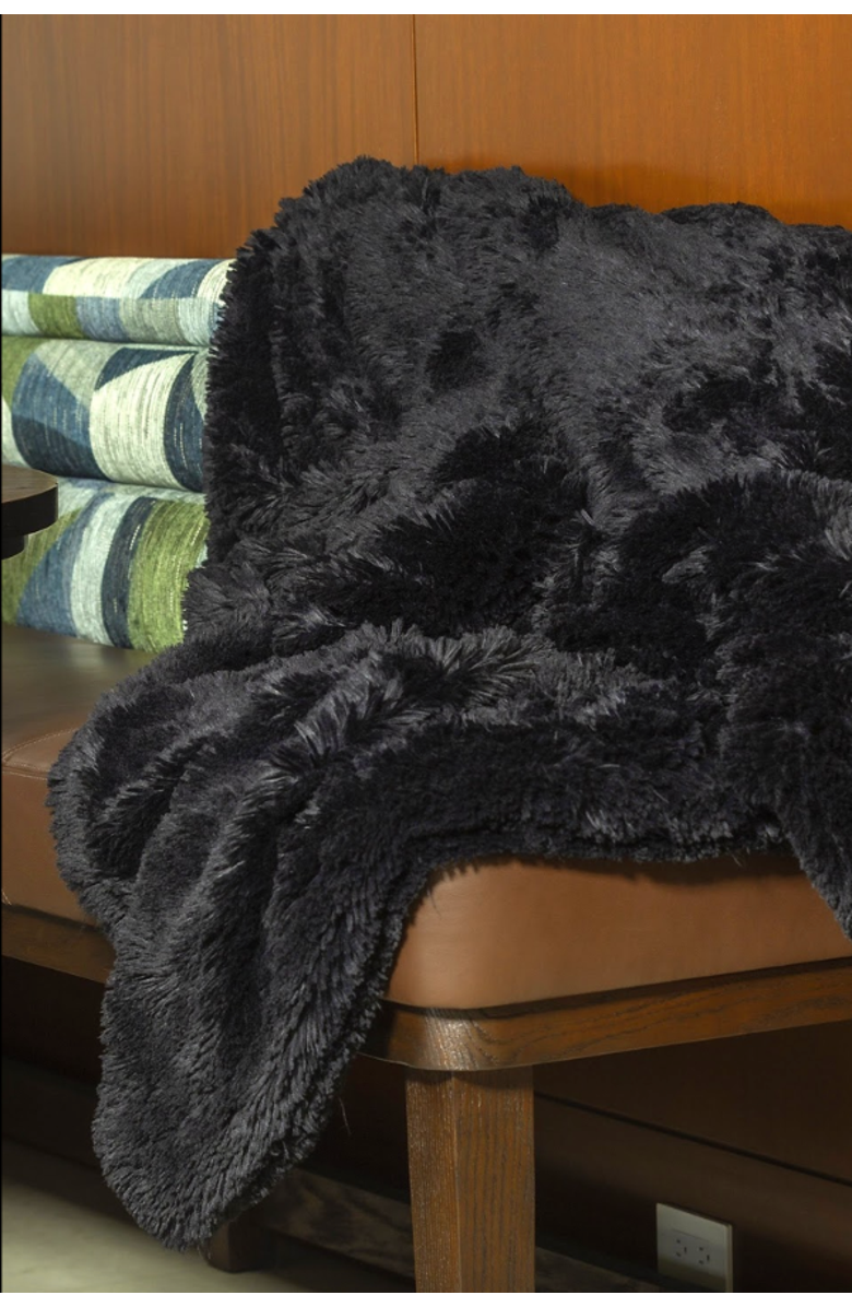 Sea To Me Blankets San Francisco Shag Faux Fur Throw Blanket, Alternate, color, Black